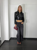Jeans nero palazzo