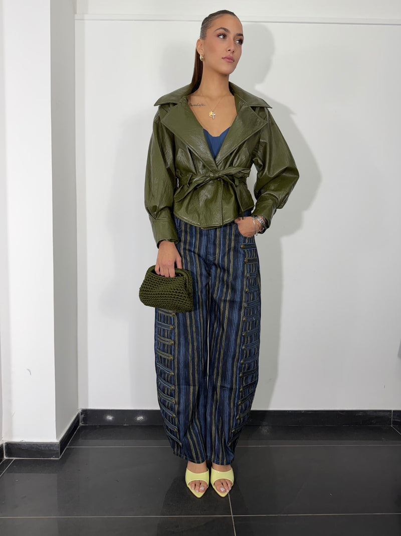 Trench in ecopelle verde militare